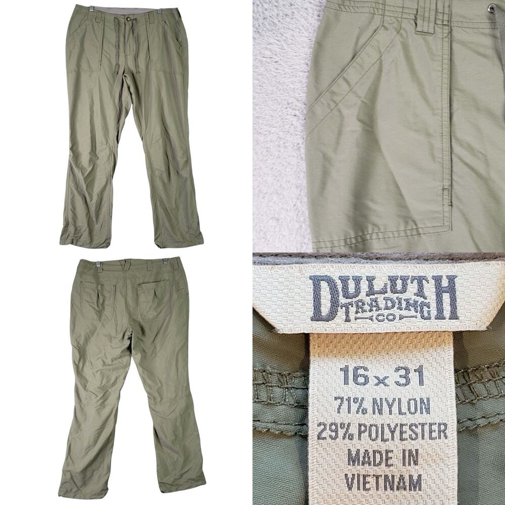 Duluth Trading Co Utility Cargo Pants Women’s Size 16X31 Green Drawstring